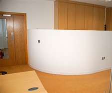 Curved partition and feature flooring