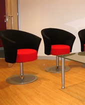 Black and red soft chairs